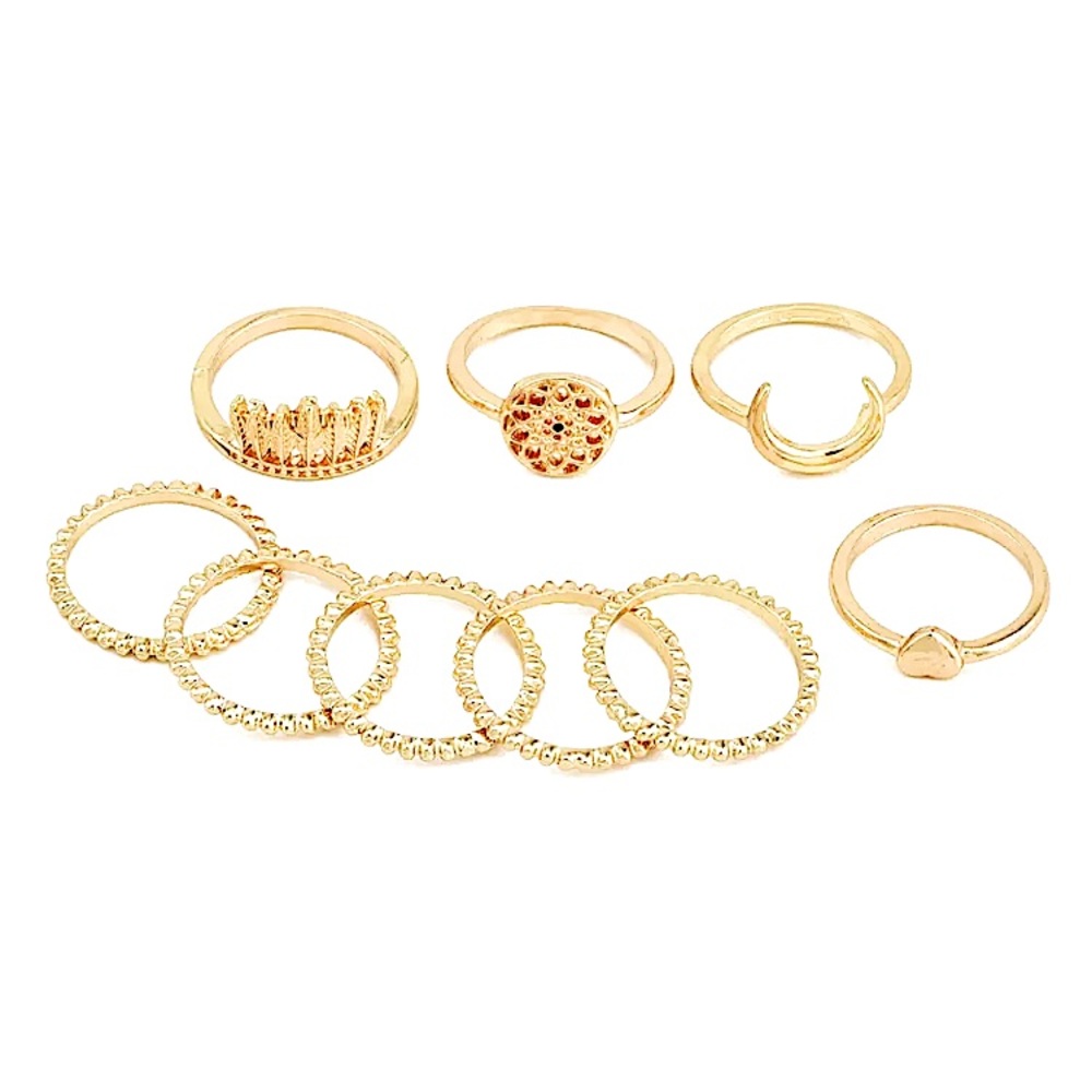 ⚜️[𝟯/$𝟭𝟴]⚜️9 Gold Tribal Charm Boho Rings NEW - Picture 6 of 8